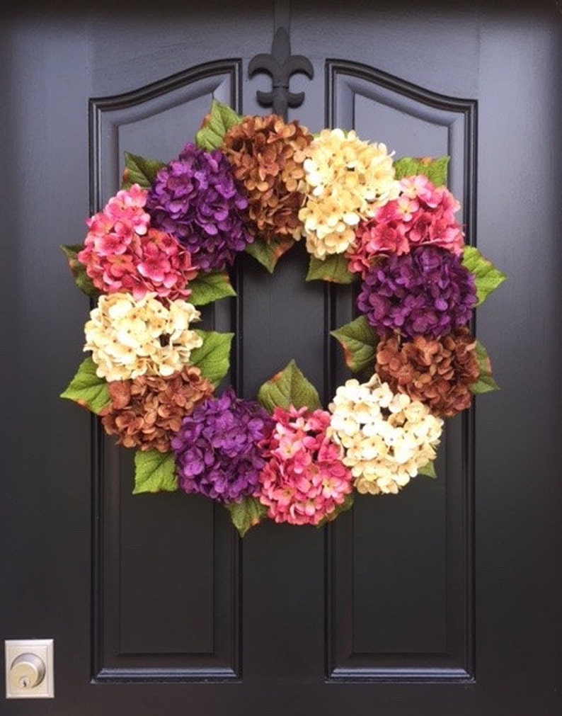 Spring Hydrangea Door Wreaths Front Door Spring Wreath Etsy