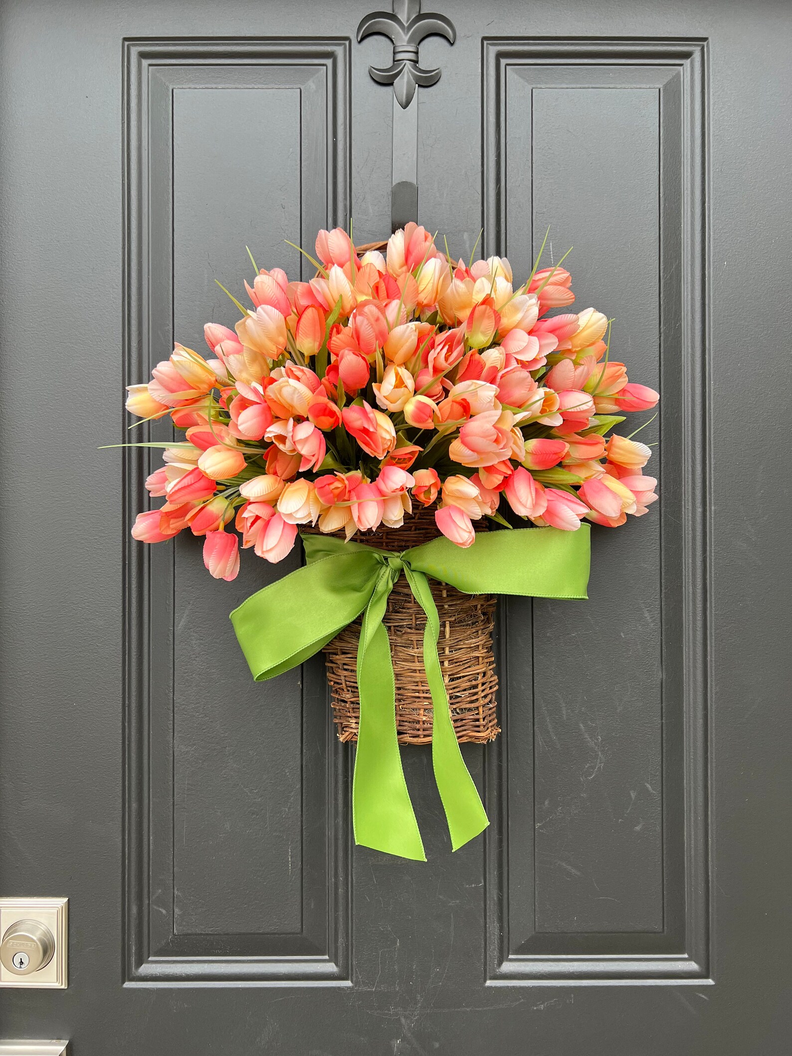 Spring Tulip Baskets for Front Door Decorative Door Tulip Etsy