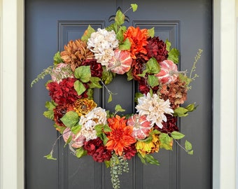 FALL DOOR DECOR, Thanksgiving Wreath, Fall Front Door Wreath Ideas, Holiday Home Decor, Autumn Wreath, Fall Home Decor, Wreaths for Fall