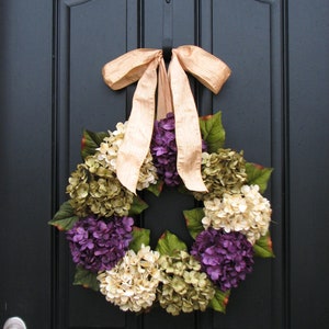 Spring Hydrangea Wreath, Front Door Wreath Hanger