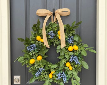 Front Door Wreaths with Lemons and Blueberries