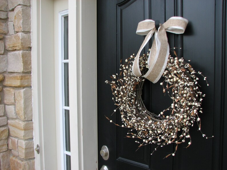 Year Round Door Decor Summer Wreath Shabby Chic Wreath Cream Berry Wreath