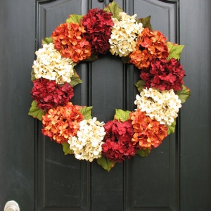 Fall Hydrangea Wreath for Front Door, Twoinspireyou Fall Wreaths, 24 Fall Wreaths, Outdoor Autumn Wreaths image 2