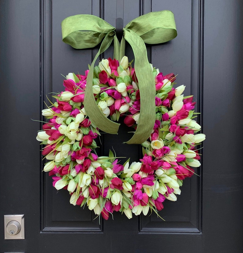 Spring Tulip Wreaths, Tulip Wreaths, Spring Wreaths, Spring Front Door Wreath, Door Wreaths, Mother's Day Wreath, Easter Wreaths image 1