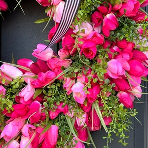 Pink Tulip Wreath, Spring Front Door Tulip Wreath image 6