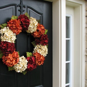 Fall Hydrangea Wreath for Front Door, Twoinspireyou Fall Wreaths, 24 Fall Wreaths, Outdoor Autumn Wreaths image 3