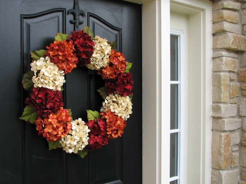 Fall Hydrangea Wreath for Front Door, Twoinspireyou Fall Wreaths, 24 Fall Wreaths, Outdoor Autumn Wreaths image 3