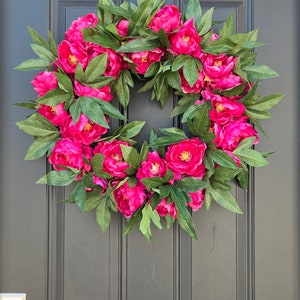 Faux Pink Peony Wreath, Front Door Peony Wreaths, BEST SELLER Wedding Door Decor, Spring Door Wreath, Peony Wreaths for Spring image 5