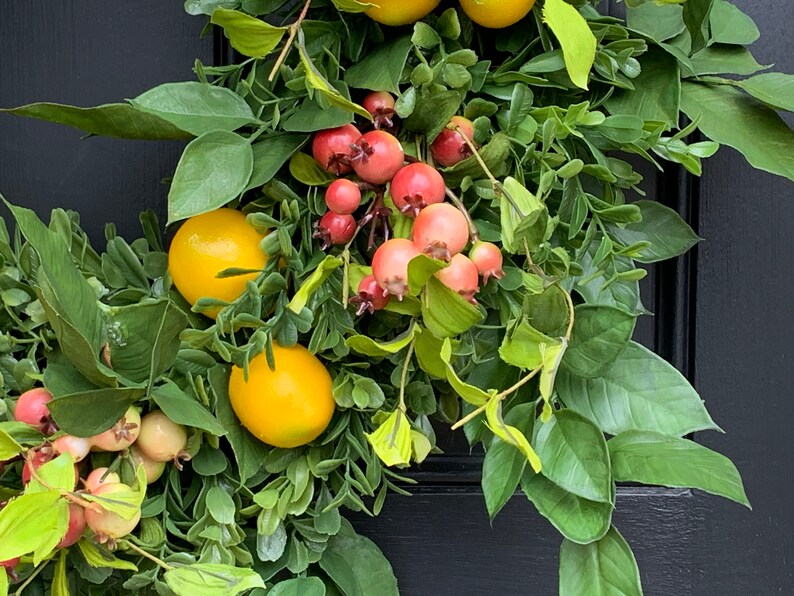 Front Door Lemon Wreaths, Spring Wreath with Lemons and Crab Apple image 5