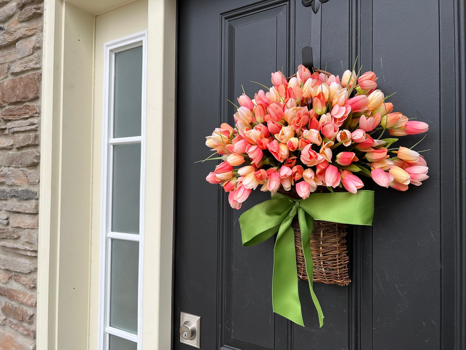 Spring Tulip Baskets for Front Door Decorative Door Tulip Etsy