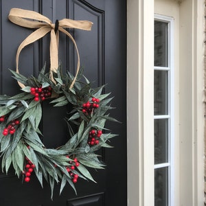 Simple Holiday Wreath, Farmhouse Fashion Christmas Wreath image 4