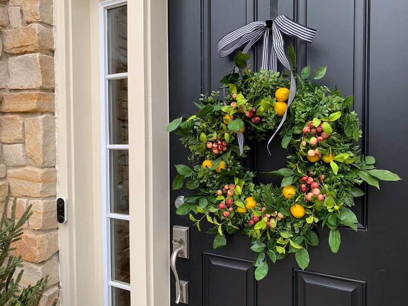 Front Door Lemon Wreaths, Spring Wreath with Lemons and Crab Apple image 6