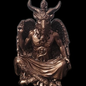 Baphomet statue 4 3/4&quot; Sitting Meditation Pose Resin Sculpture Bronze Hand Painted Finish