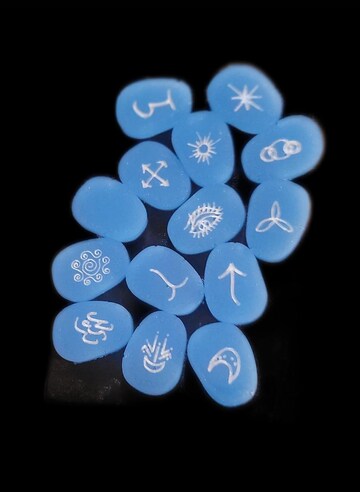 Runes Witch Runes Blue Glow In The Dark Divination Fortune Telling makes Great Gift Collectors of Occult
