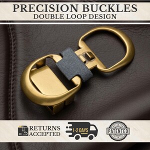 Matte Bronze Double Loop Belt Buckle, Arthritis-Friendly Track Design