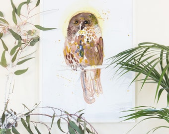 New Zealand Morepork RuRu Giclee Archival Art Print