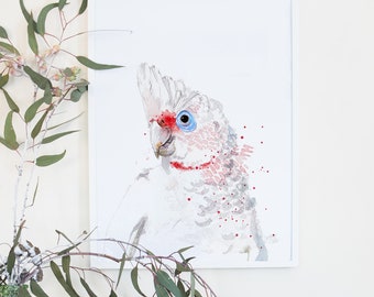 Australian Birds Long Billed Corella Giclée Art Print, Australiana