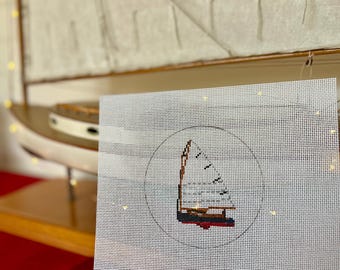 Cape Cod Catboat Needlepoint Ornament Canvas