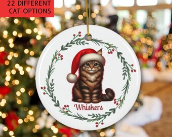 パーソナライズされた猫のクリスマスオーナメント、カスタム猫のクリスマスオーナメント、複数の猫から選択可能、カスタム猫オーナメント
