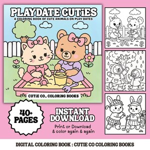 Playdate Cuties Digital Coloring Book, 40 Pages (Digital Download)