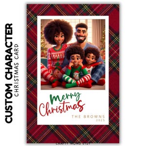 Family Character Christmas Card, Custom Cartoon Family, Custom Character Family Christmas Card, Custom Christmas Card