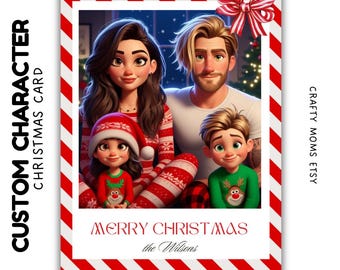Custom Character Christmas Card, Custom Cartoon Family, Custom Character Family Christmas Card, Custom Christmas Card