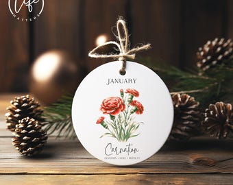Custom Birth Month Flower Ornament, Birth Flower Christmas Ornament, Custom Flower Ornaments, Birth Month Flower Christmas Gift Ornament