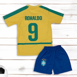 Fenomeno Vintage 2002 Retro #9 Ronaldo Special Edition Boys, Girls Soccer Jersey Shirt & Short for Unisex Children Football Youth Uniform