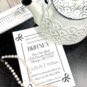 Bow Invitation for Bridal Shower | Preppy Bridal Shower Invitation | Black Bow Invitation | Classy Invitation | Black & White Invite
