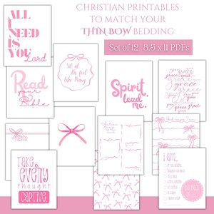 Girly Christian Dorm Decor: Pink Bow Art Prints Bundle (Digital Download)