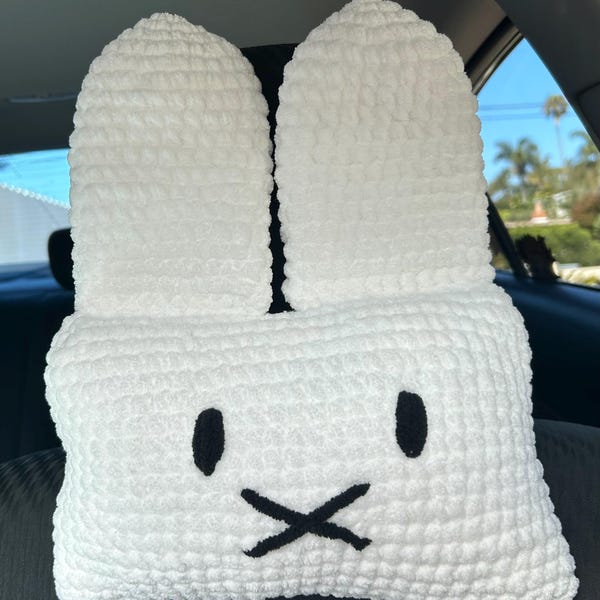 Crochet Bunny Neck Pillow for Car