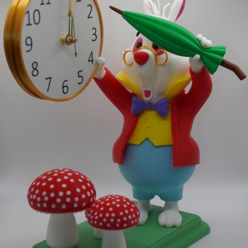 Rabbit With Clock Figurine - Etsy