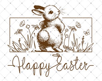 Happy Easter SVG, Easter SVG, Floral Bunny SVG, Spring Svg, Flowers Svg, Easter Shirt Svg, Files For Cricut, Sublimation Designs Downloads