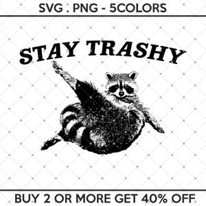 Stay Trashy SVG PNG, Funny Raccoon Meme Png, Funny Trash Panda Merch, Funny Sarcastic Snarky, Adult Humor Svg Funny Quote, Funny Raccoon Svg