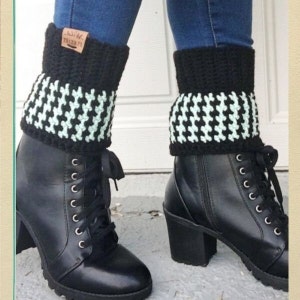 Houndstooth Boot Cuff Crochet Pattern Beginner Friendly Crochet Pattern with Video Tutorial Winter Fashion Crochet