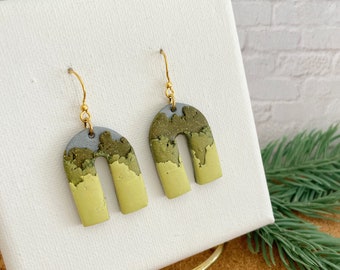 Mountain Range Polymer Clay Earrings, Tree Earring, Evergreen Earrings, Christmas Earrings, Forrest Dangle Earrings, earring gift