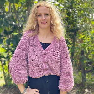 Velvet Cropped Cardigan Crochet Pattern Garment Pattern Sweater Oversized Jacket crochet Pattern Handmade JPG Tutorial
