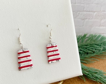 Candy Cane Polymer Clay Earrings, Red White Earring, Candy Cane Earrings, Christmas Earrings, Candy Cane Dangle Earrings, earring gift