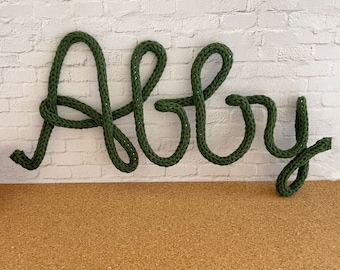 Gift for Mother's Day, Knitted Name Wire Sign, Kids Name Art, Decor for Mom, Sentimental Gift for Mom, Baby Room Sign