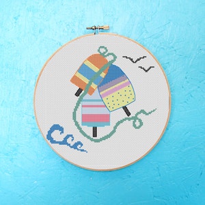 Counted Cross Stitch Embroidery Pattern Design PDF - Nautical Decor, Lobster Buoy, Cross Stitch Pattern, Embroidery Design, Nautical Nursery