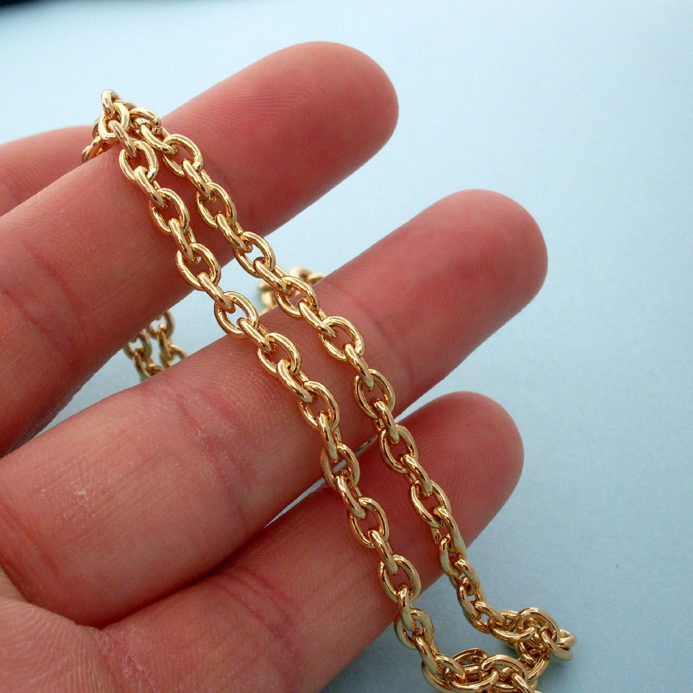 NEW Gold Plated Cable Chain Necklace 18 inch Etsy