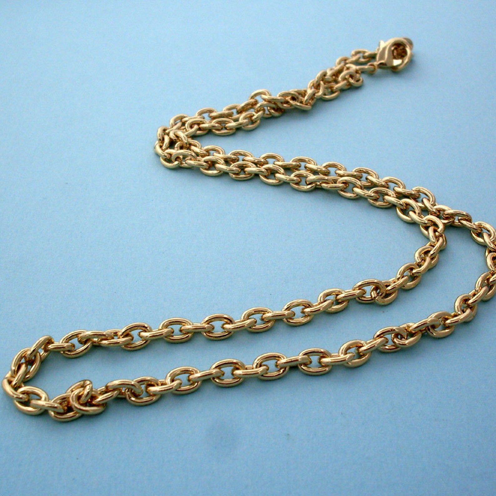 NEW Gold Plated Cable Chain Necklace 18 Inch Etsy