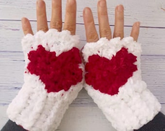 Crochet Pattern, Heart Fingerless Gloves, PDF Pattern Only, Granny Square Gloves Pattern, Fingerless Mitts Pattern, Women Crochet Pattern