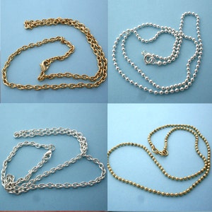 Any 5 Gold or Silver Ball or Cable Chain Necklace Special