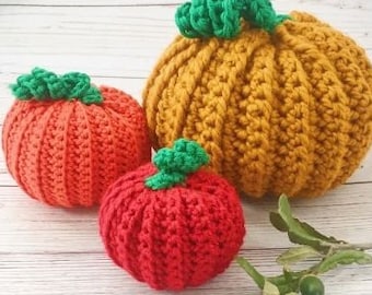 Pumpkin Crochet Pattern, Pumpkin Patch, 3 Sizes Easy Pumpkin Patter, DIY Fall Decor Pattern, Autumn Thanksgiving Home Decor Decoration