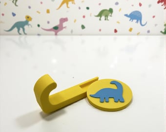 Crochet mural dinosaure | Décoration de chambre de dinosaure jaune et bleu