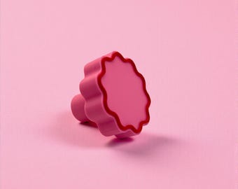 Retro Wavy Drawer Pulls: Pink & Orange Cabinet Bedside Knobs
