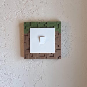 Hoesje Pixel-lichtschakelaar | Retro Minecraft Roblox gaming-stijl muurdecoratie | Standaard maat VK