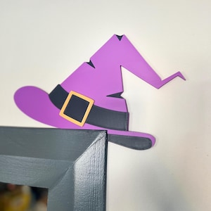 Whimsical Purple Witch Hat Door Trim Decoration – Halloween Home Decor
