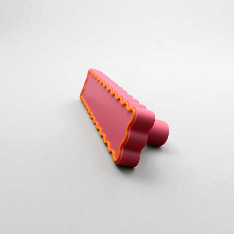 Pink Wavy Retro Cabinet Pulls – Fun & Colorful 3D Printed Handles (3" Screw Spacing)
